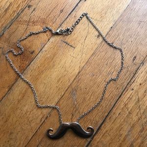 Silver Mustache Necklace